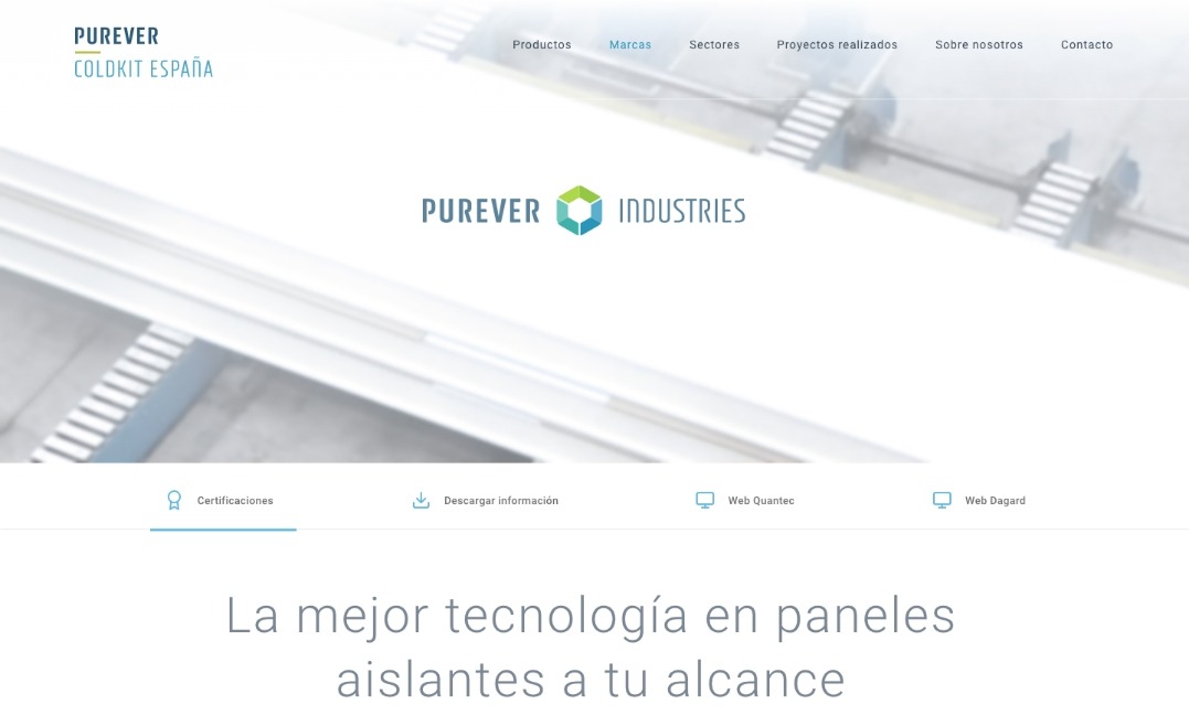 Detalle web corporativa Purever Industries